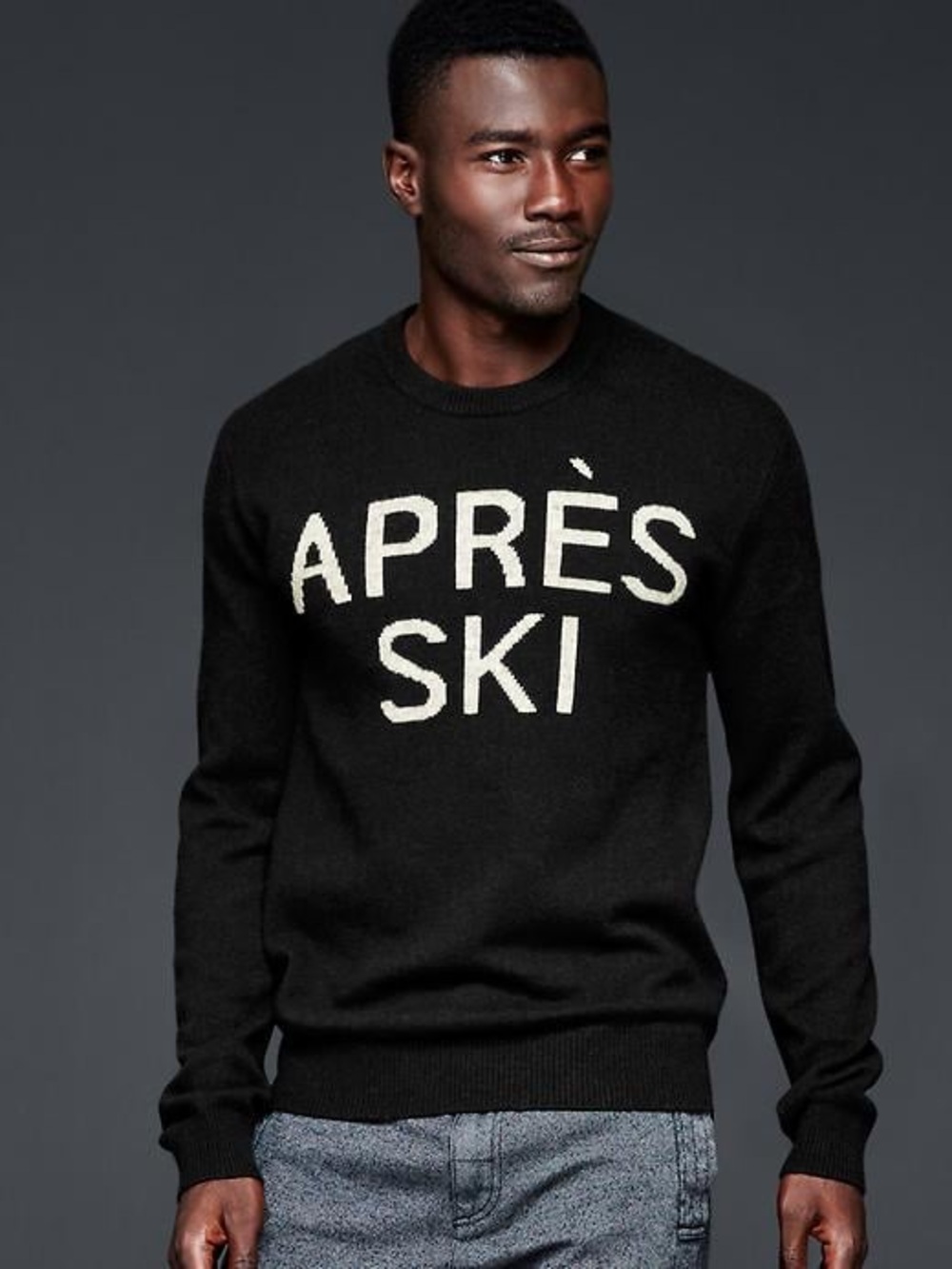 Gap Men’s Black 'Après Ski' Wool Blend Crewneck Sweater